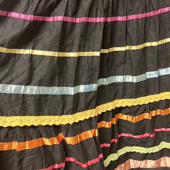 NY Collection Skirt Full Flare Rainbow Ribbon M Medium - Picture 2 of 5